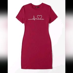Heart Print Bodycon Dress
